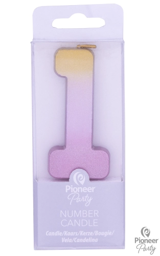 Vela número 1 rosa y dorado