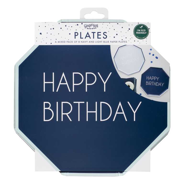 Platos Azules Happy Birthday - Imagen 2